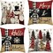 Merry & Bright Christmas Snowman Reindeer Gnome Throw Pillow Covers, 18 x 18 Inch Xmas Trees Hello Winter Holiday Cushion Case Decoration for Sofa Couch Set of 4